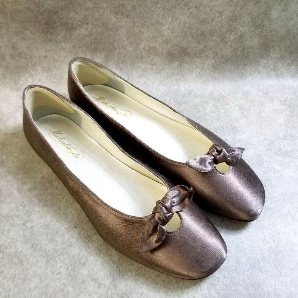 Metallic Ballet Flats with Bow Detail